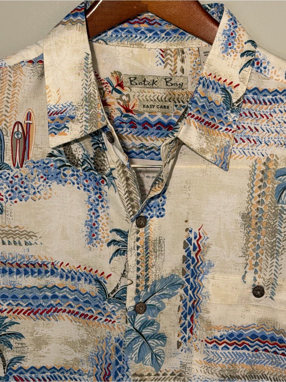 Batik Bay Men’s Beige Tropical Print Short Sleeve Camp Shirt